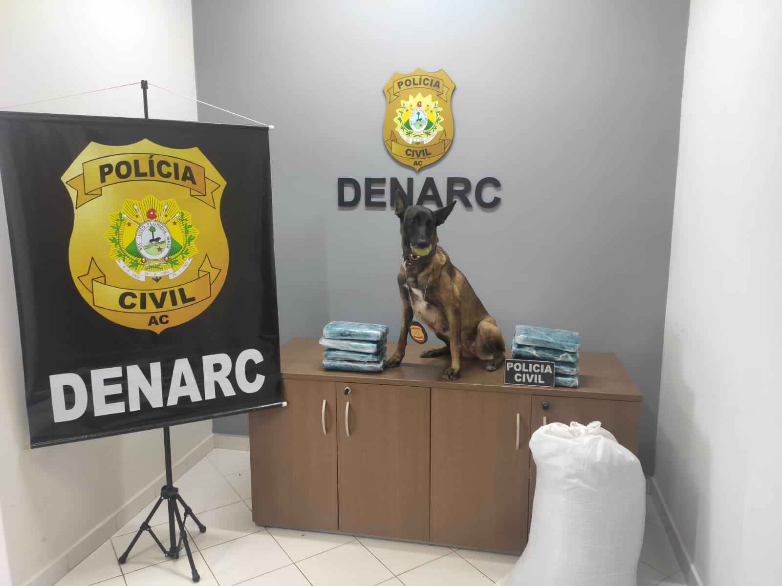 Drogas escondidas em saco de farinha são apreendidas em veículo no interior do Acre