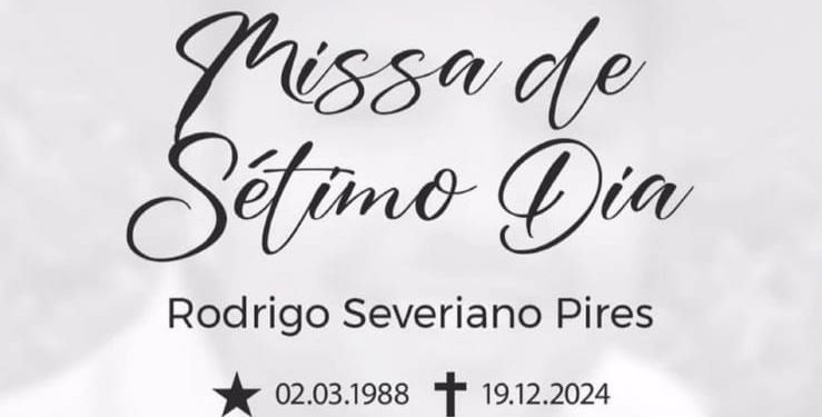 Missa de Sétimo Dia de Rodrigo Pires acontece nesta quarta-feira de Natal