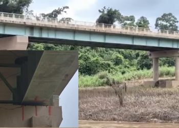 Ponte sobre Rio Caeté pode ser interditada por risco de desabamento devido às chuvas no Acre