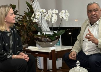 Gleisi Hoffmann recebe Mazinho Serafim em reunião sobre emendas para o Acre