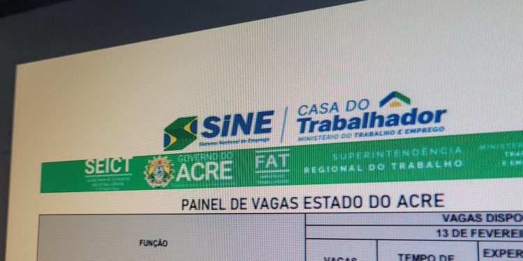 Sine Acre oferta 95 vagas de emprego nesta sexta-feira; confira painel