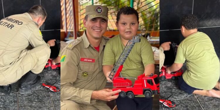 Sonho realizado: comandante dos bombeiros de Cruzeiro do Sul faz surpresa para pequeno fã em Rio Branco