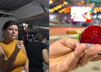 Febre das redes sociais, morango do amor faz sucesso na Expoacre 2025 e movimenta filas no parque