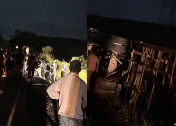 Erosão e falta de sinalização podem ter ocasionado acidente de ônibus que tombou na BR-364