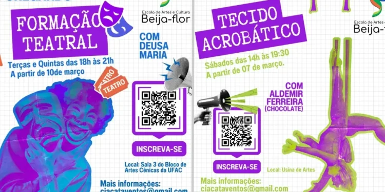 Escola de Arte e Cultura Beija-Flor abre inscrições para cursos gratuitos com início em março; inscreva-se