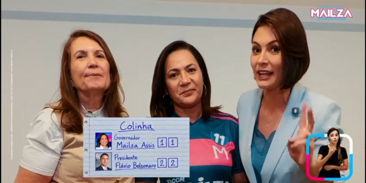 Michelle Bolsonaro pede votos para Mailza no 2º turno: “Flávio é 22, Mailza é 11”