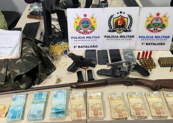 Suspeitos de agiotagem são presos com R$ 56 mil e armas em Rio Branco